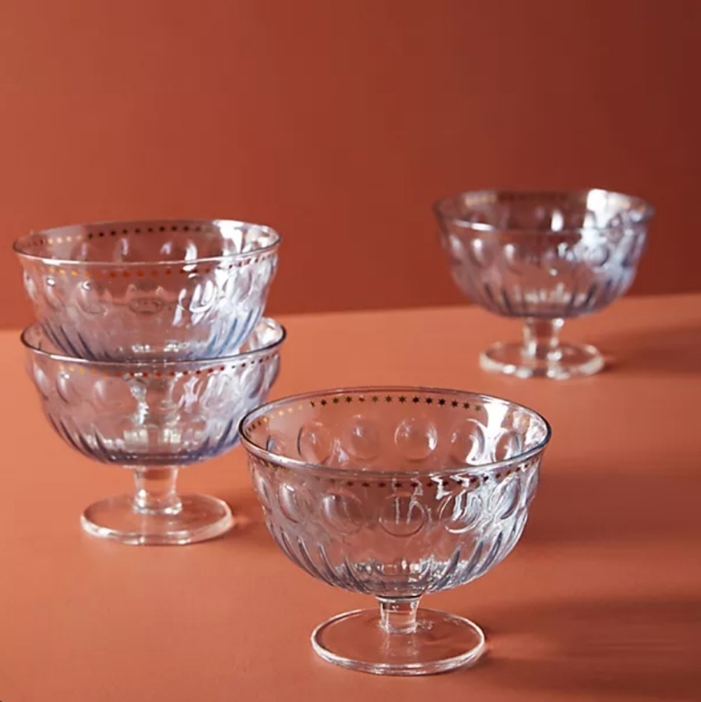Anthropologie Kelli Mini Coupe glasses - set of 4 - blue